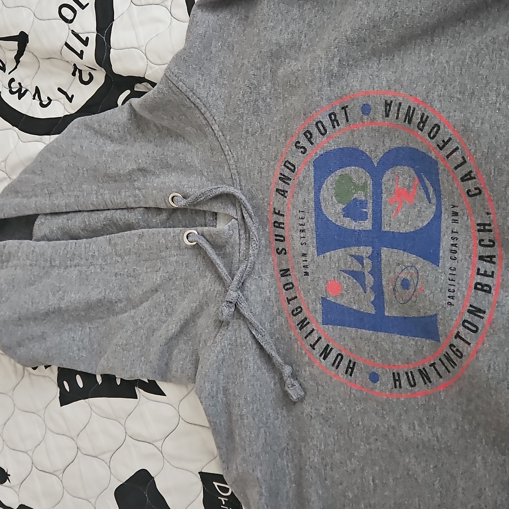 Gray Hoodie for Men..Hunington BEACH MADE IN U.S.A.